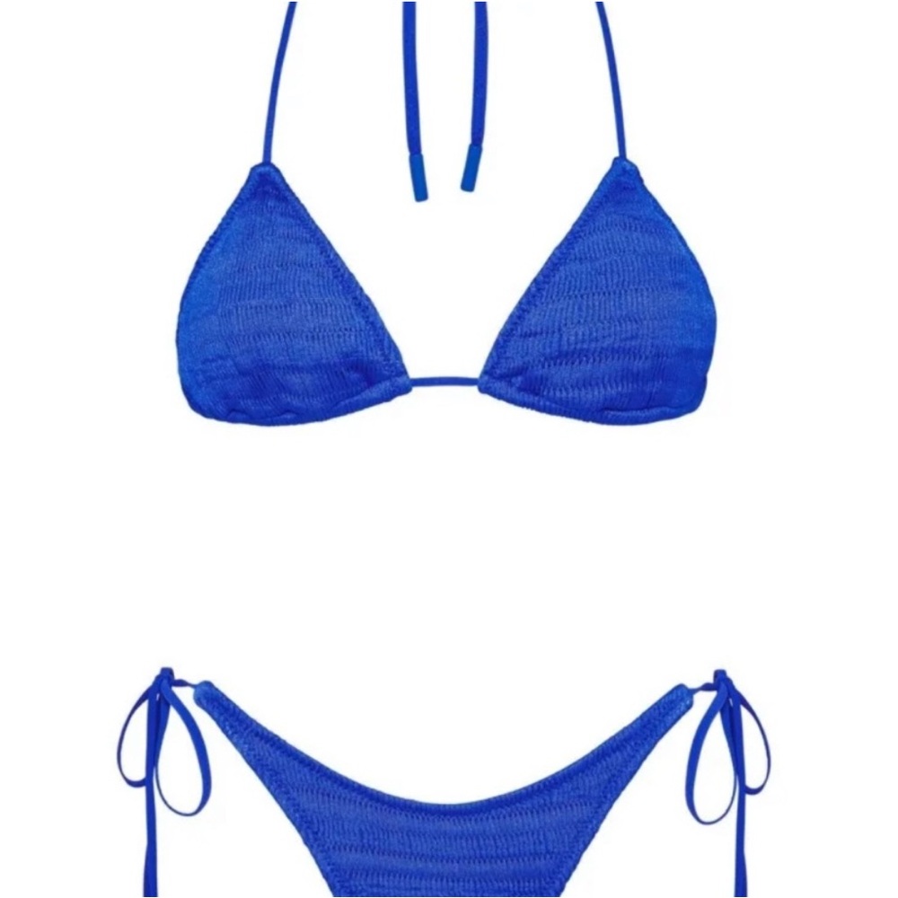Triangl Vinca Ribbed Blue Bikini Set